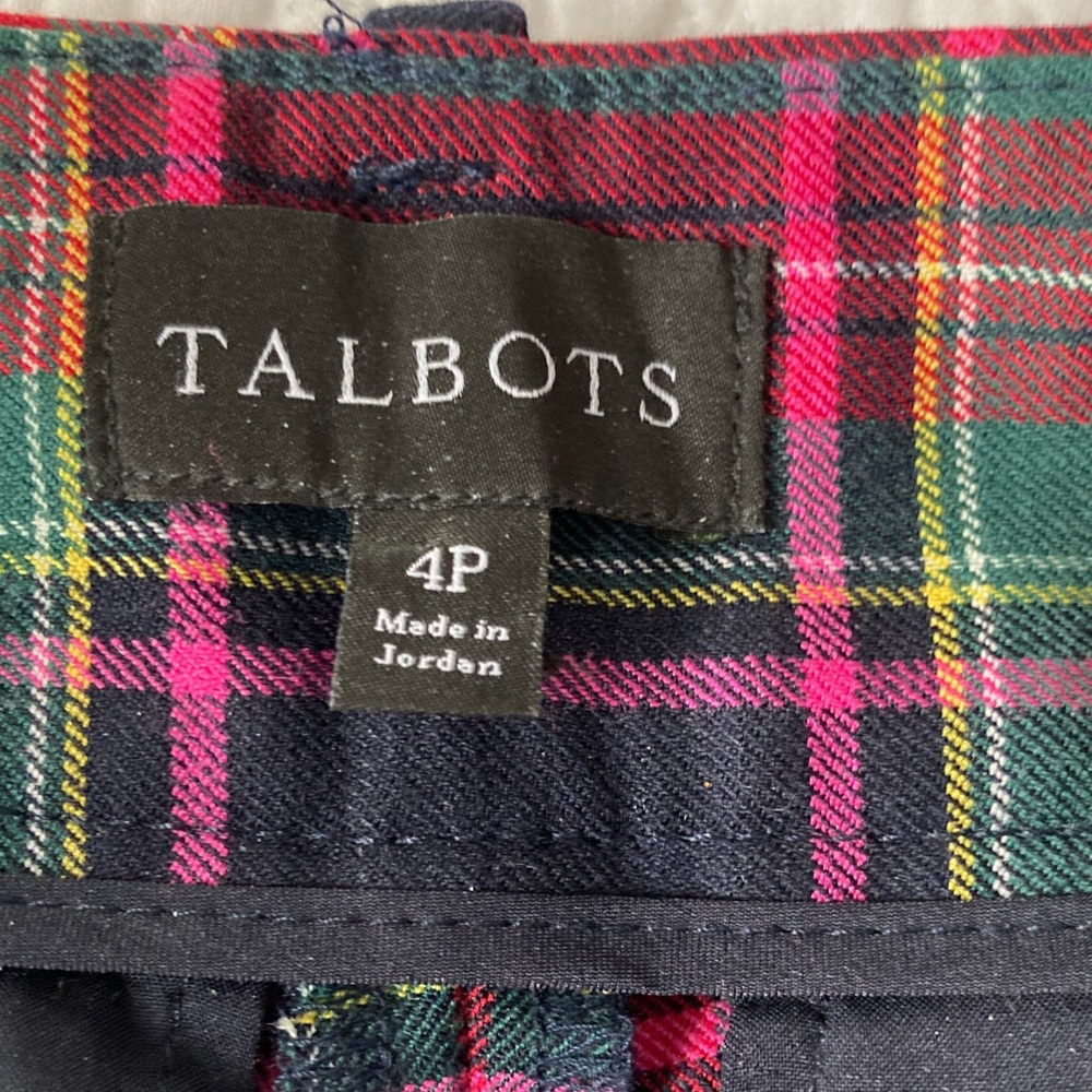 Talbots Vibrant Wool-blend Plaid Straight Wider-leg Pants, 4 Petite - Picture 2 of 11